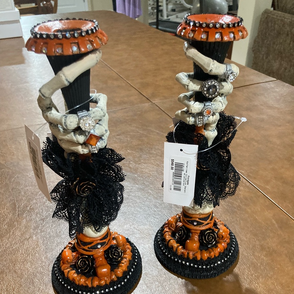 Katherine’s collection jeweled Halloween Skeleton Hand Candle Holders